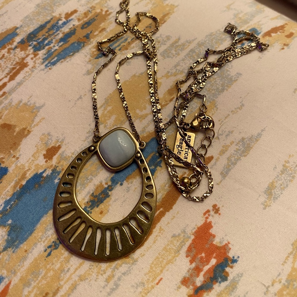 boho bronze and blue stone necklace